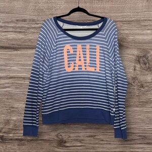 Victoria’s Secret Blue/White Striped "Cali" Sweatshirt XL